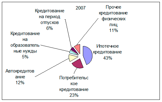 Состав кредитного портфеля физических лиц в 2007 году